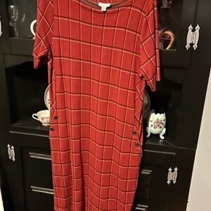 J. Jill Red Plaid Short Sleeve Top